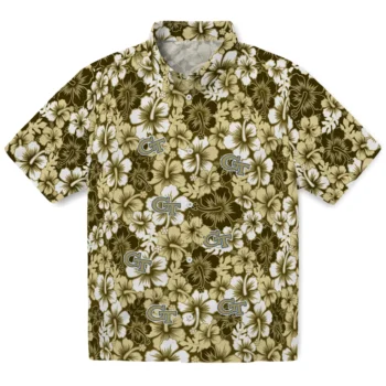 georgia tech yellow jackets hibiscus blooms gold hawaiian shirts best selling