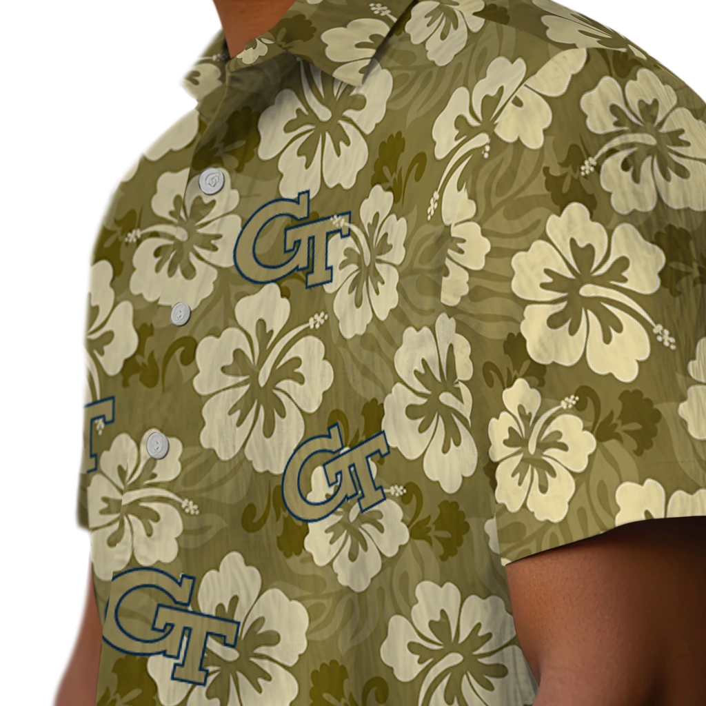 Georgia Tech Yellow Jackets Hawaiian Shirt - Hibiscus Cluster georgia tech yellow jackets hibiscus cluster gold hawaiian shirts trendy