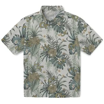 georgia tech yellow jackets hibiscus designs beige hawaiian shirts best selling