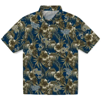 georgia tech yellow jackets hibiscus exotic gold hawaiian shirts best selling