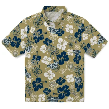 georgia tech yellow jackets hibiscus bloom gold hawaiian shirts best selling