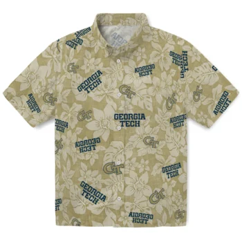 georgia tech yellow jackets hibiscus oasis gold hawaiian shirts best selling