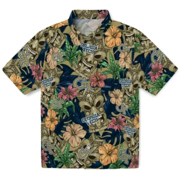 georgia tech yellow jackets tiki jungle gold hawaiian shirts best selling