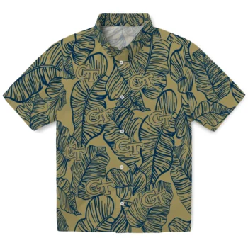 georgia tech yellow jackets leaf outline gold hawaiian shirts best selling