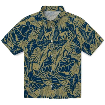 georgia tech yellow jackets monstera layer gold hawaiian shirts best selling
