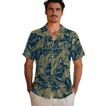georgia tech yellow jackets monstera layer gold hawaiian shirts fashion forward