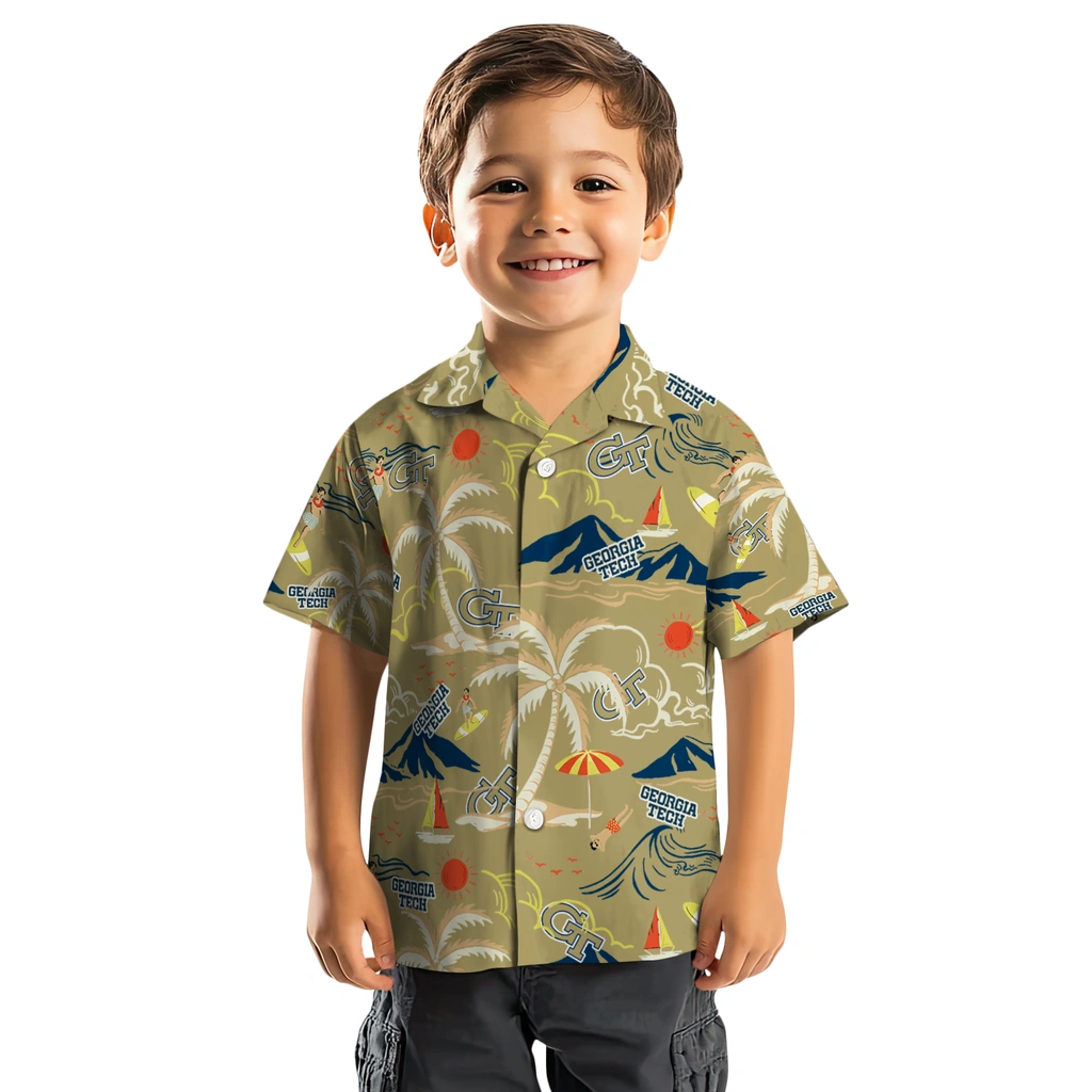 Georgia Tech Yellow Jackets Hawaiian Shirt - Palm Tree Island georgia tech yellow jackets palm tree island gold hawaiian shirts top rated