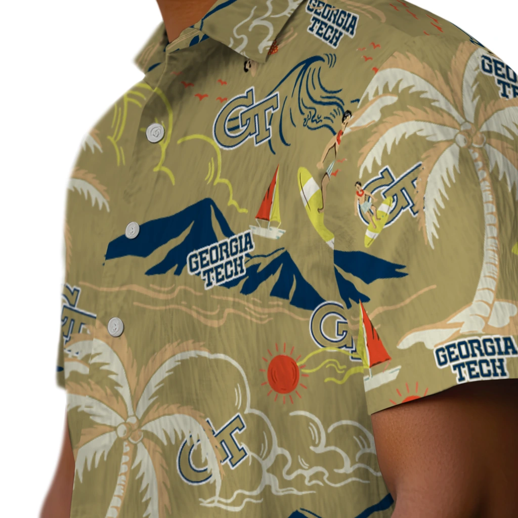 Georgia Tech Yellow Jackets Hawaiian Shirt - Palm Tree Island georgia tech yellow jackets palm tree island gold hawaiian shirts trendy