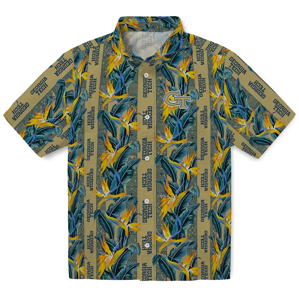 Georgia Tech Yellow Jackets Hawaiian Shirt - Paradise Vines georgia tech yellow jackets paradise vines gold hawaiian shirts best selling