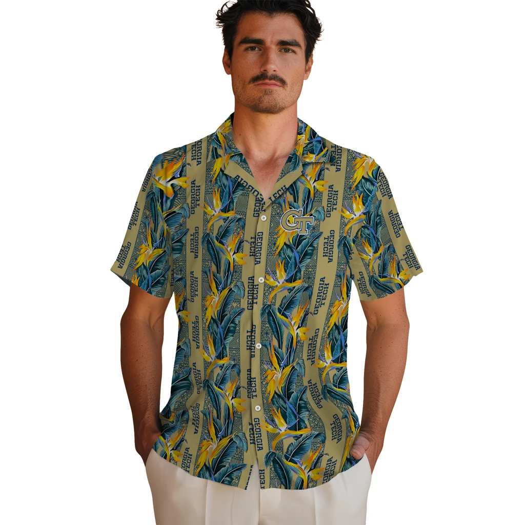 Georgia Tech Yellow Jackets Hawaiian Shirt - Paradise Vines georgia tech yellow jackets paradise vines gold hawaiian shirts fashion forward