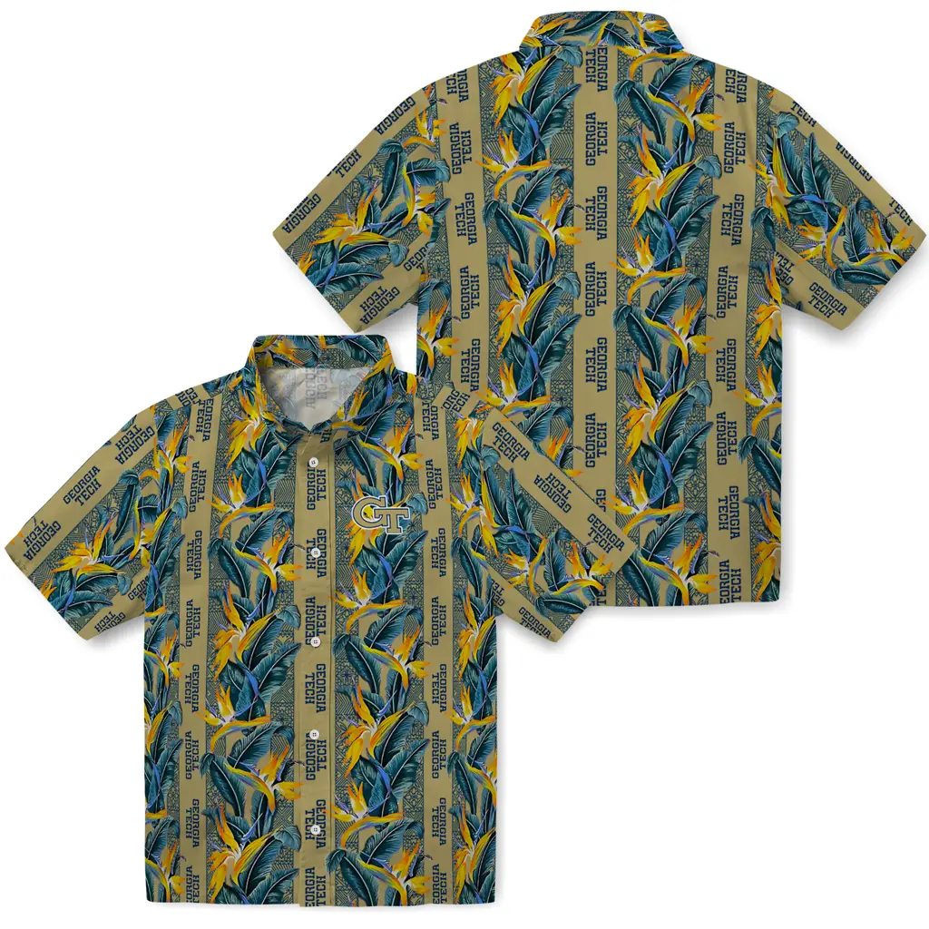 Georgia Tech Yellow Jackets Hawaiian Shirt - Paradise Vines georgia tech yellow jackets paradise vines gold hawaiian shirts high quality