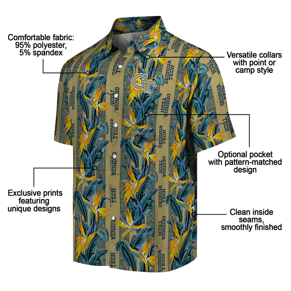 Georgia Tech Yellow Jackets Hawaiian Shirt - Paradise Vines georgia tech yellow jackets paradise vines gold hawaiian shirts new arrival
