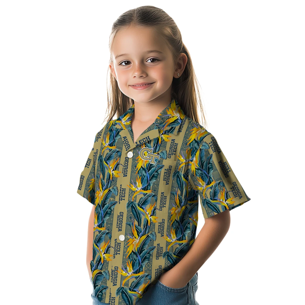 Georgia Tech Yellow Jackets Hawaiian Shirt - Paradise Vines georgia tech yellow jackets paradise vines gold hawaiian shirts premium grade