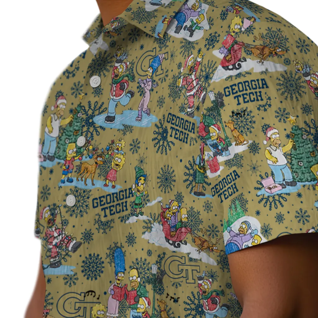 Georgia Tech Yellow Jackets Hawaiian Shirt - Simpsons Christmas georgia tech yellow jackets simpsons christmas gold hawaiian shirts trendy