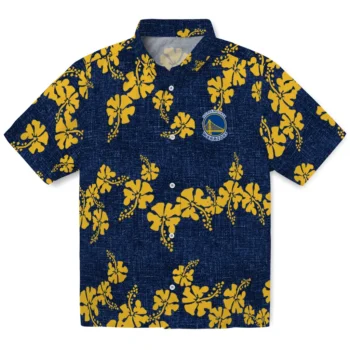 golden state warriors hibiscus petals blue hawaiian shirts best selling