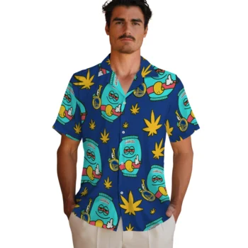 golden state warriors bong smile blue hawaiian shirts fashion forward