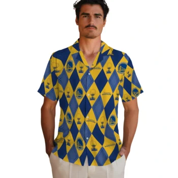 golden state warriors balloon plaid blue hawaiian shirts fashion forward