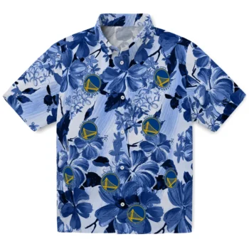 golden state warriors hibiscus arrangement blue hawaiian shirts best selling