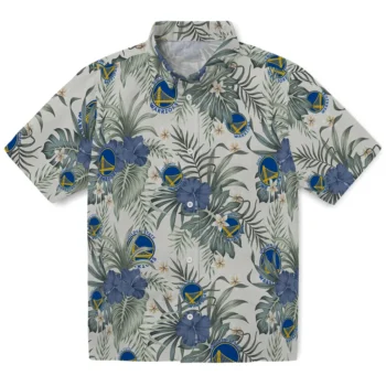 golden state warriors hibiscus designs beige hawaiian shirts best selling