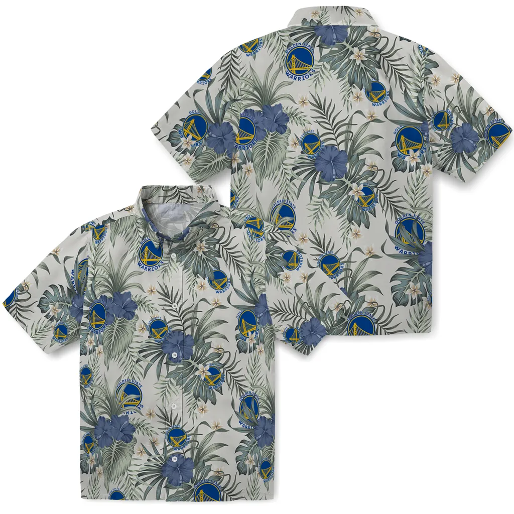 Golden State Warriors Hawaiian Shirt - Hibiscus Designs golden state warriors hibiscus designs beige hawaiian shirts high quality