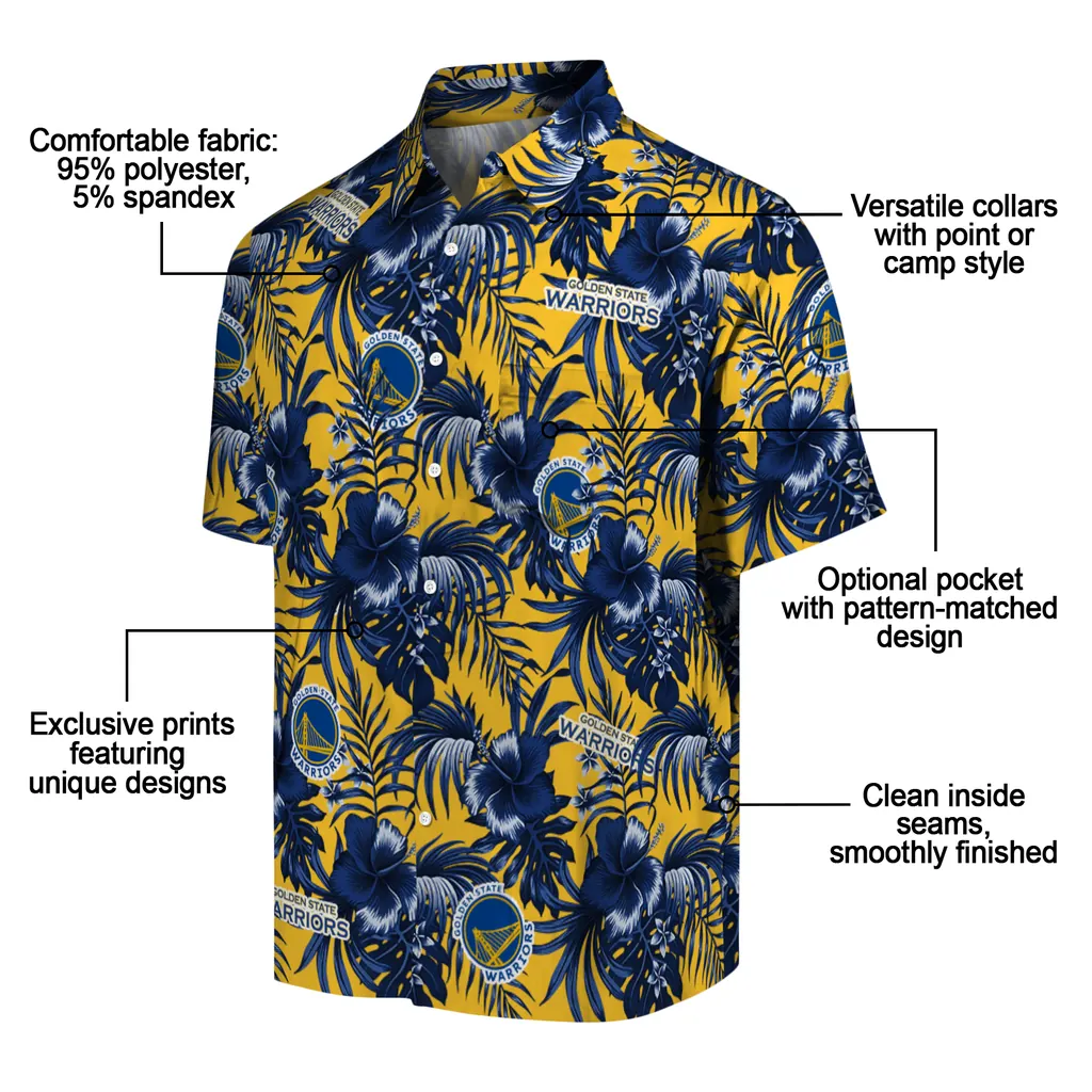 Golden State Warriors Hawaiian Shirt - Hibiscus Exotic golden state warriors hibiscus exotic blue hawaiian shirts new arrival