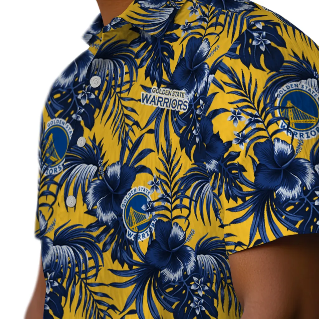 Golden State Warriors Hawaiian Shirt - Hibiscus Exotic golden state warriors hibiscus exotic blue hawaiian shirts trendy