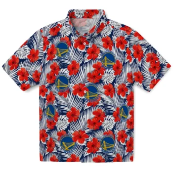 golden state warriors hibiscus fiesta red royal blue hawaiian shirts best selling