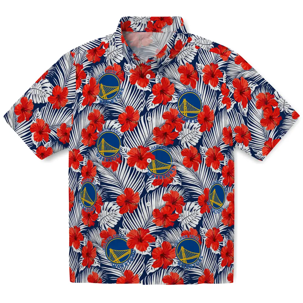 Golden State Warriors Hawaiian Shirt - Hibiscus Fiesta golden state warriors hibiscus fiesta red royal blue hawaiian shirts best selling