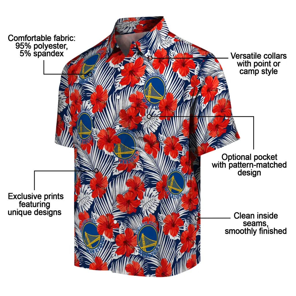 Golden State Warriors Hawaiian Shirt - Hibiscus Fiesta golden state warriors hibiscus fiesta red royal blue hawaiian shirts new arrival