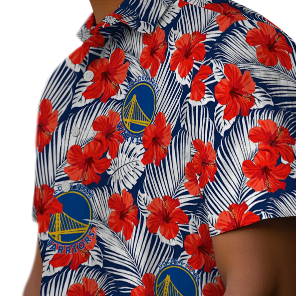 Golden State Warriors Hawaiian Shirt - Hibiscus Fiesta golden state warriors hibiscus fiesta red royal blue hawaiian shirts trendy