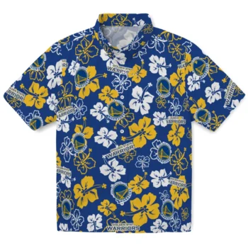 golden state warriors hibiscus bloom blue hawaiian shirts best selling