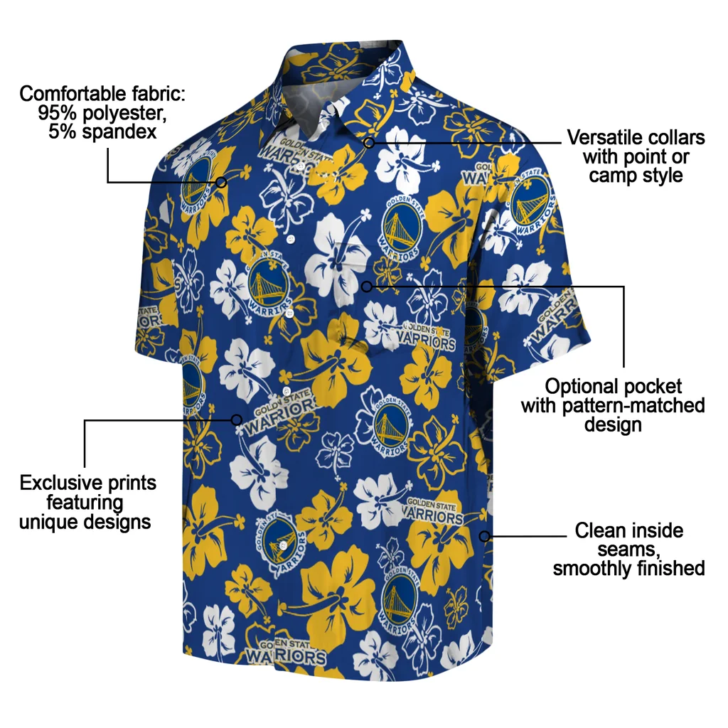 Golden State Warriors Hawaiian Shirt - Hibiscus Flower Design golden state warriors hibiscus bloom blue hawaiian shirts new arrival