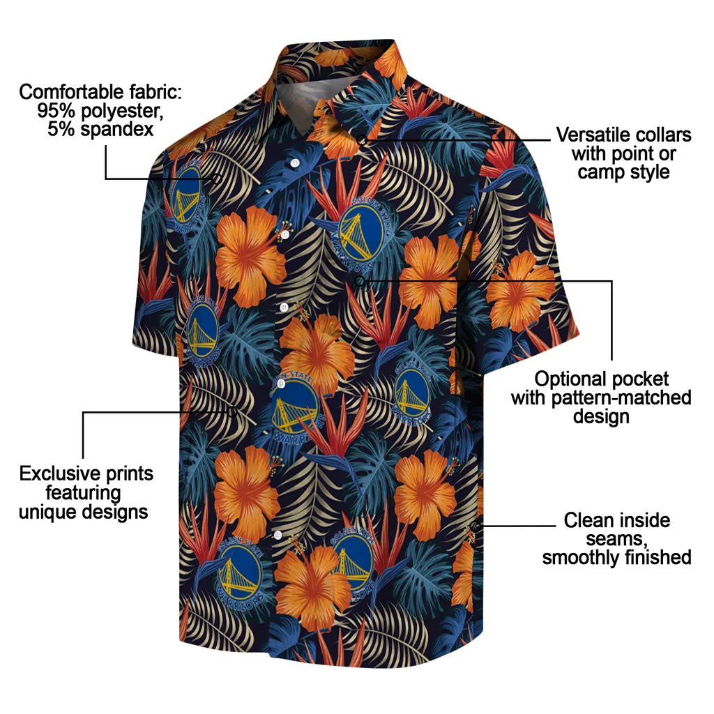Golden State Warriors Hawaiian Shirt - Hibiscus Foliage golden state warriors hibiscus foliage hawaiian shirts new arrival