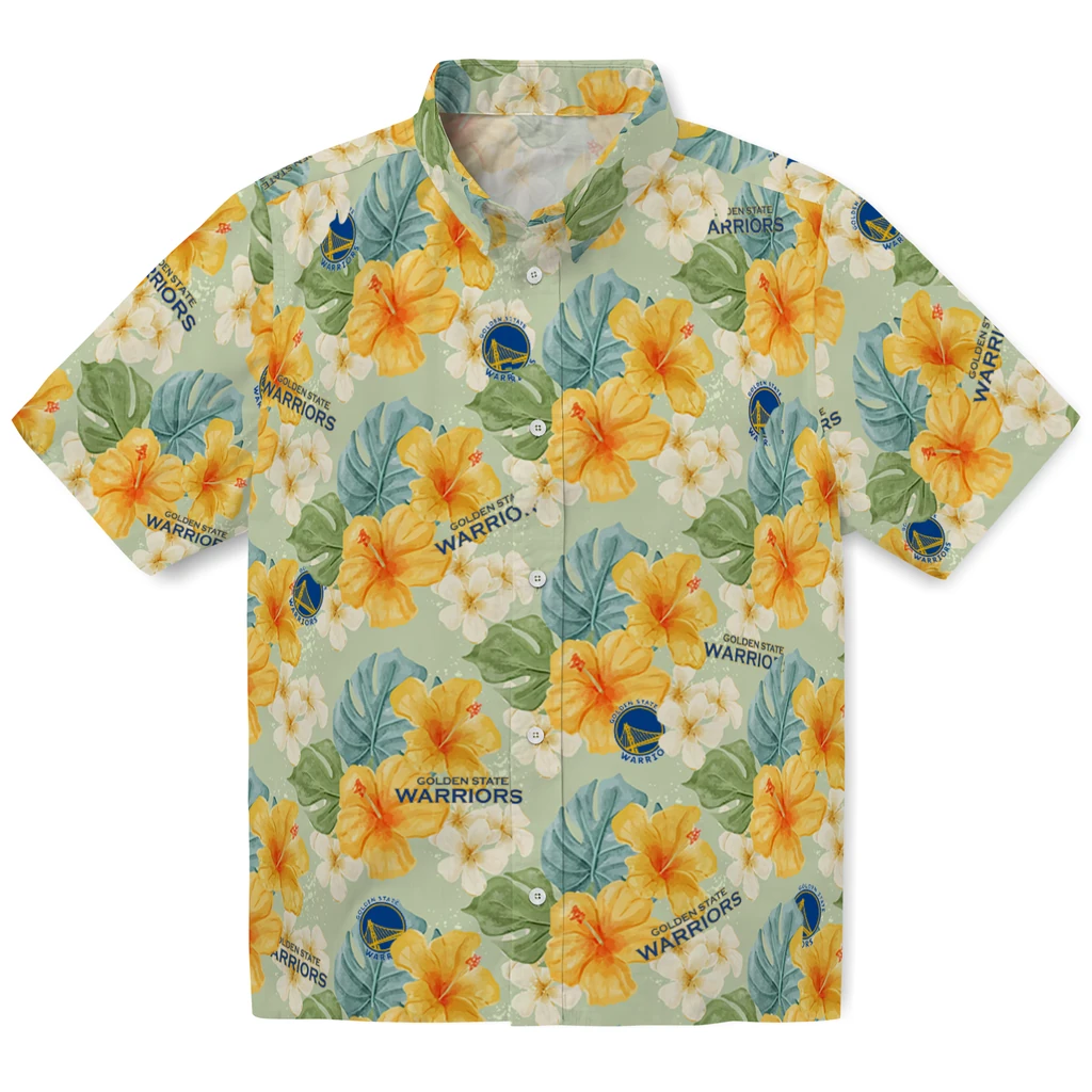 Golden State Warriors Hawaiian Shirt - Hibiscus Mood golden state warriors hibiscus mood pale lime yellow hawaiian shirts best selling