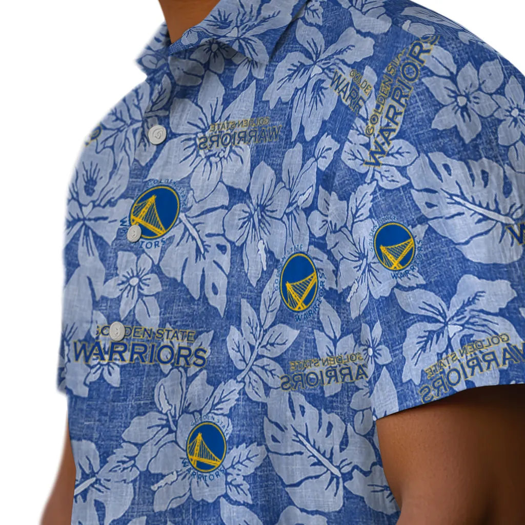 Golden State Warriors Hawaiian Shirt - Hibiscus Oasis golden state warriors hibiscus oasis blue hawaiian shirts trendy