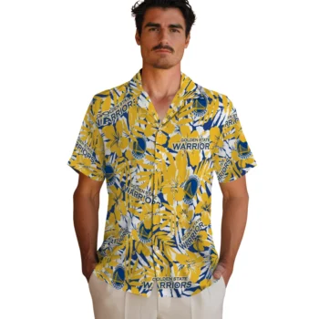 golden state warriors hibiscus overlay hawaiian shirts fashion forward