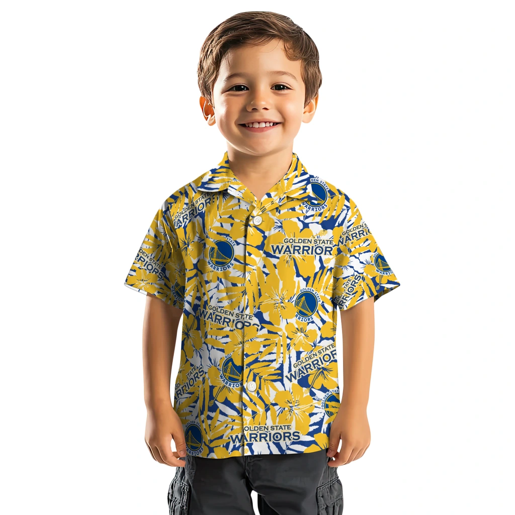 Golden State Warriors Hawaiian Shirt - Hibiscus Overlay golden state warriors hibiscus overlay hawaiian shirts top rated