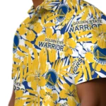 Golden State Warriors Hawaiian Shirt – Hibiscus Overlay