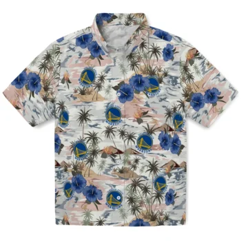 golden state warriors hibiscus seaside white hawaiian shirts best selling