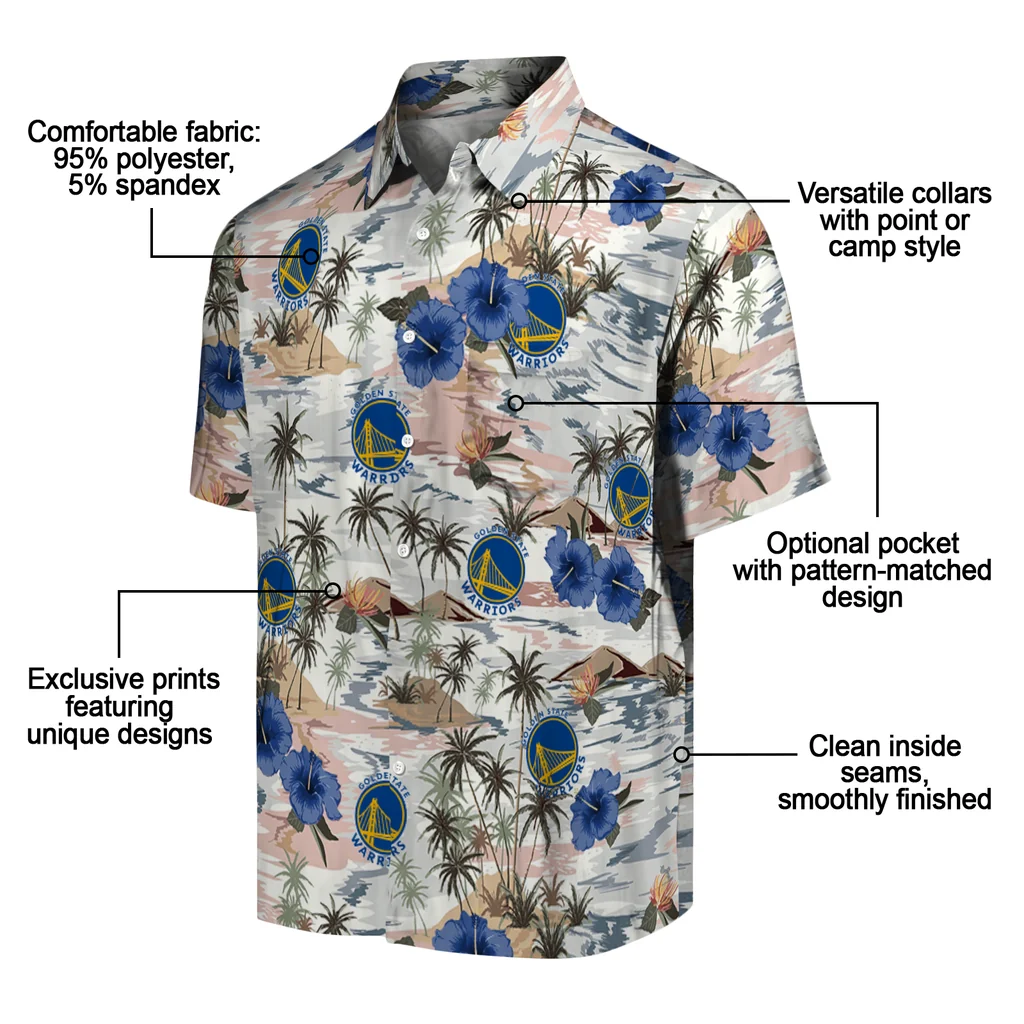 Golden State Warriors Hawaiian Shirt - Hibiscus Seaside golden state warriors hibiscus seaside white hawaiian shirts new arrival