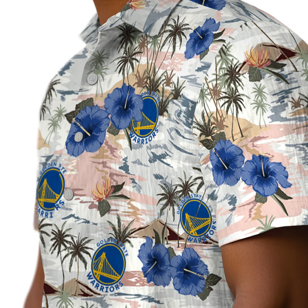 Golden State Warriors Hawaiian Shirt - Hibiscus Seaside golden state warriors hibiscus seaside white hawaiian shirts trendy