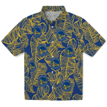 golden state warriors leaf outline blue hawaiian shirts best selling