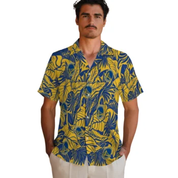 golden state warriors monstera layer blue hawaiian shirts fashion forward