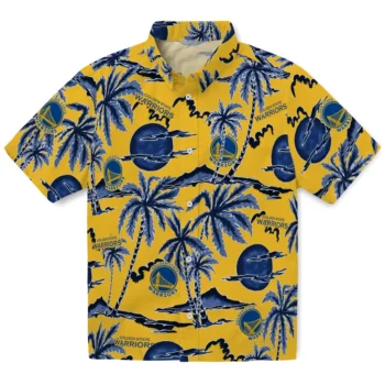 golden state warriors palm sunset hawaiian shirts best selling