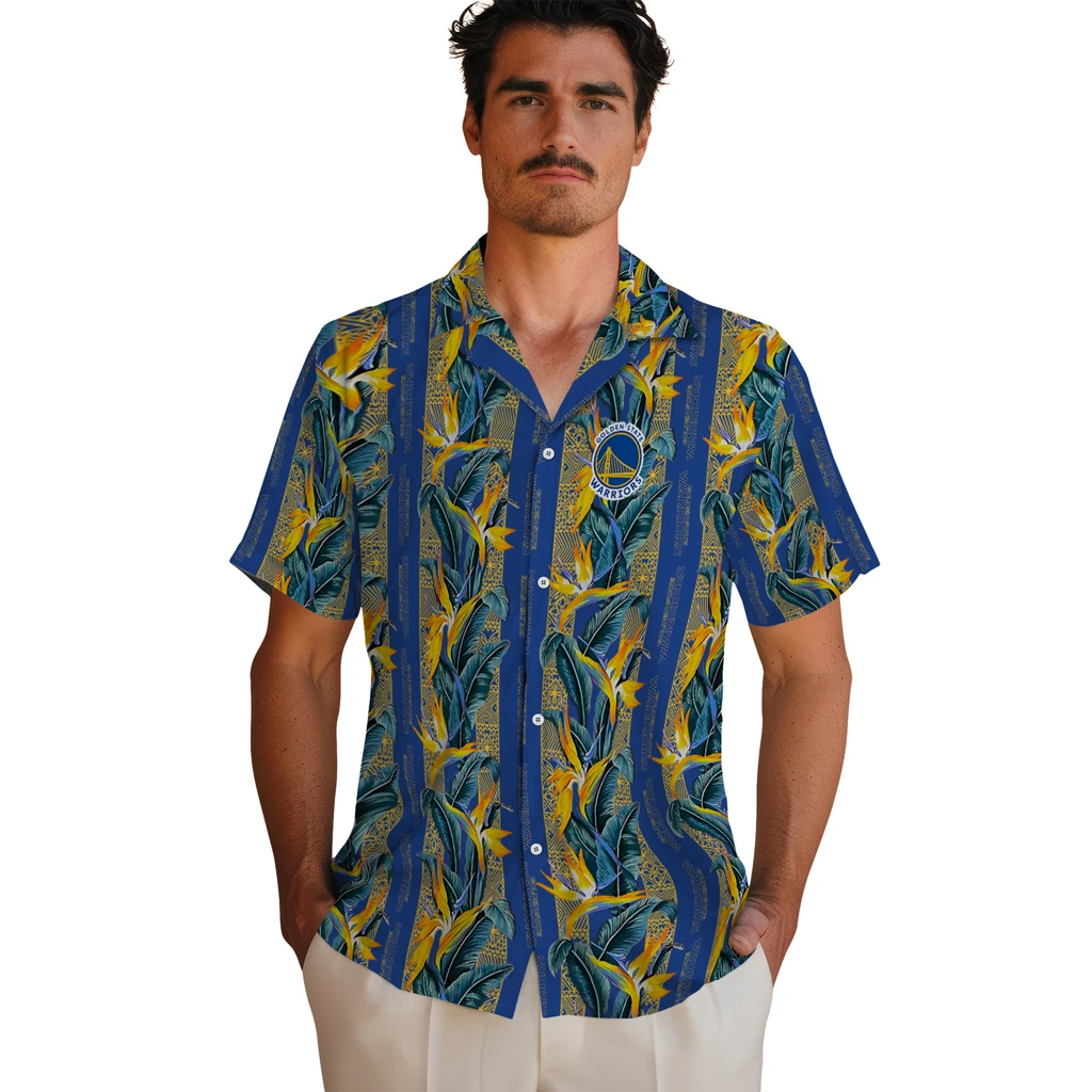 Golden State Warriors Hawaiian Shirt - Paradise Vines golden state warriors paradise vines blue hawaiian shirts fashion forward