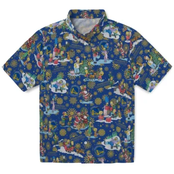 golden state warriors simpsons christmas blue hawaiian shirts best selling