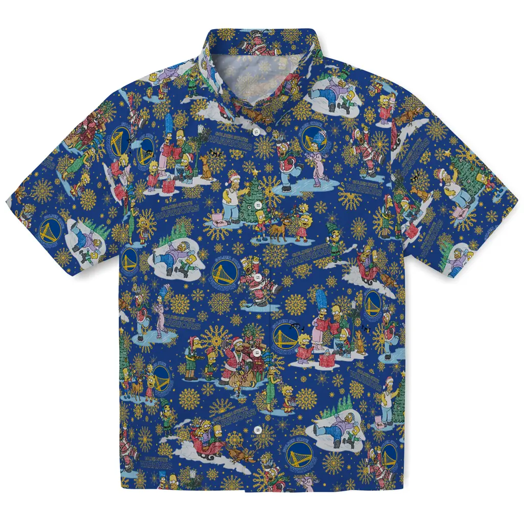 Golden State Warriors Hawaiian Shirt - Simpsons Christmas golden state warriors simpsons christmas blue hawaiian shirts best selling