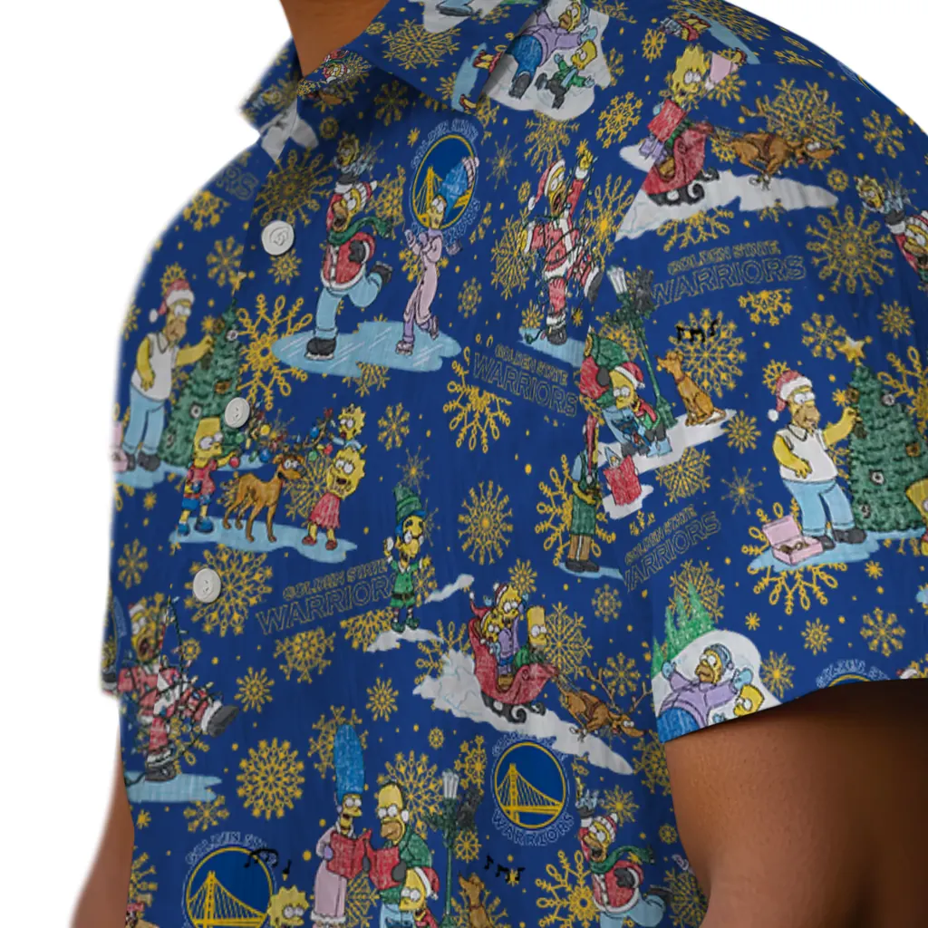 Golden State Warriors Hawaiian Shirt - Simpsons Christmas golden state warriors simpsons christmas blue hawaiian shirts trendy