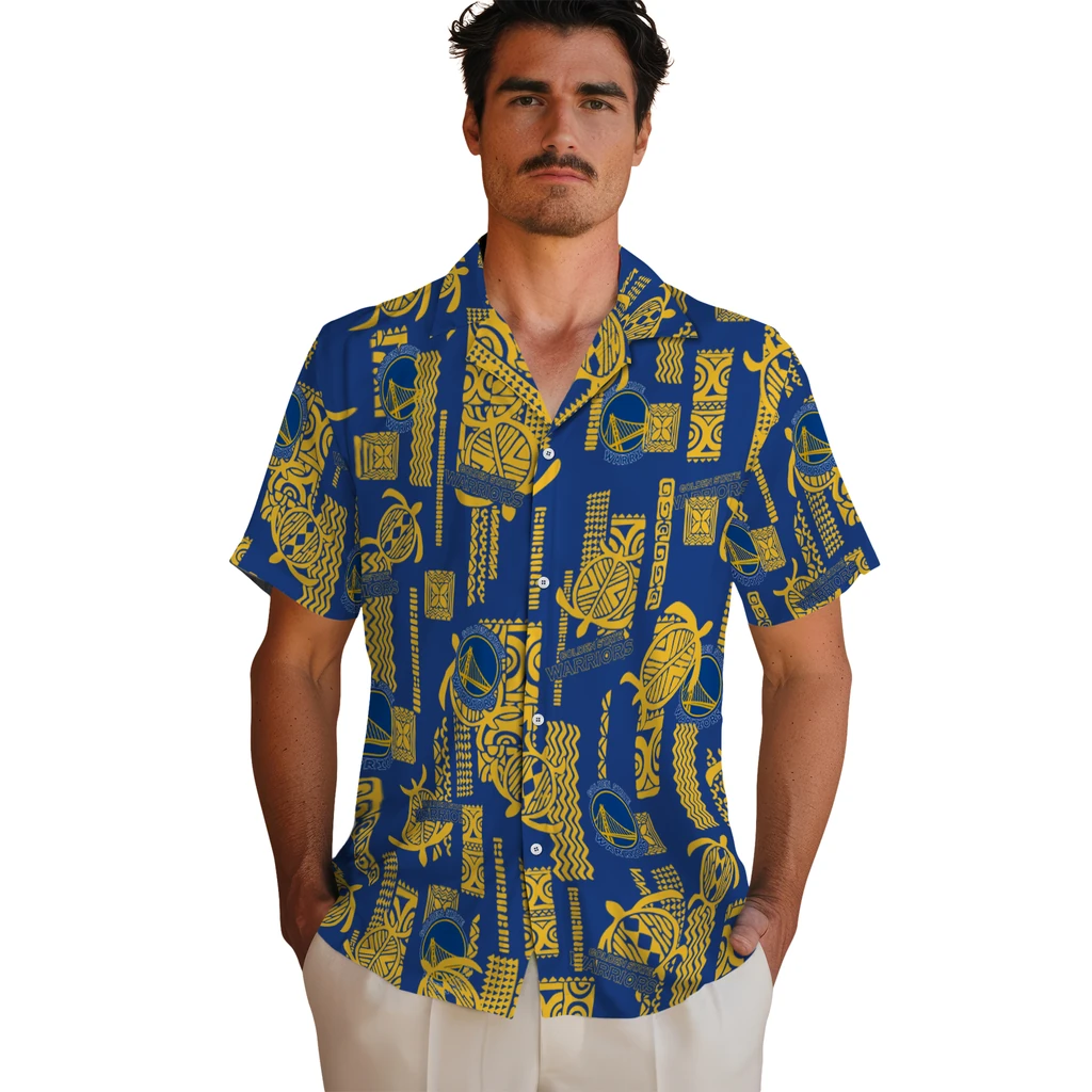 Golden State Warriors Hawaiian Shirt - Turtle Lines golden state warriors turtle lines blue hawaiian shirts fashion forward