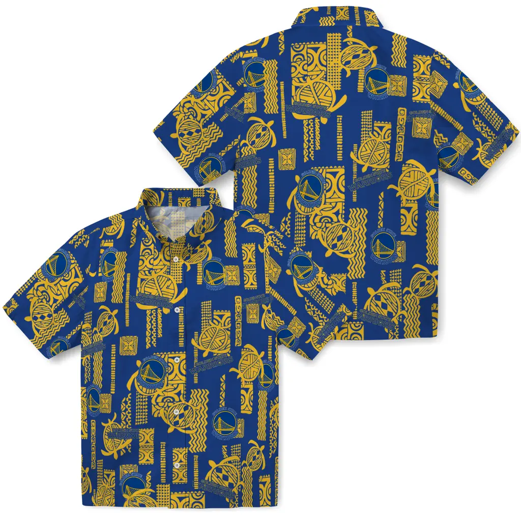 Golden State Warriors Hawaiian Shirt - Turtle Lines golden state warriors turtle lines blue hawaiian shirts high quality